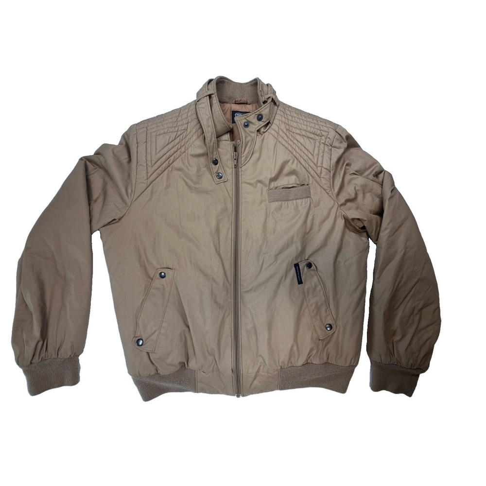 Vintage 80s David Benjamin Bomber Jacket Women's L Tan Cafe Racer Taiwan Retro
